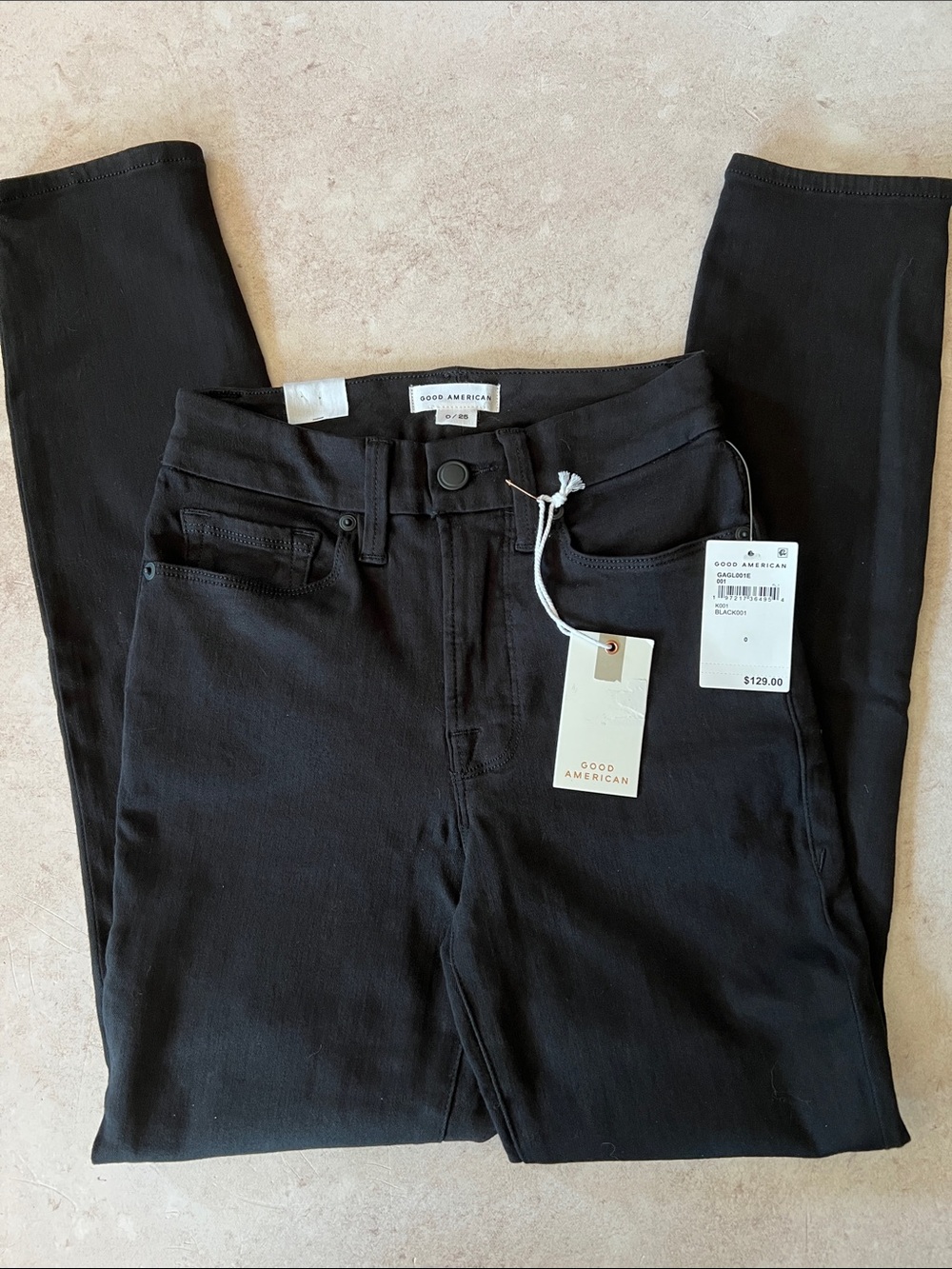Good American Good Legs Black Mid-Rise Women's Jeans - 0/25 NWT